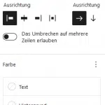 Einstellungen Block ZEILE