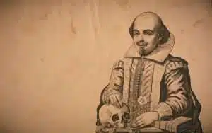 Zeichnung von Shakespeare und Totenkopf