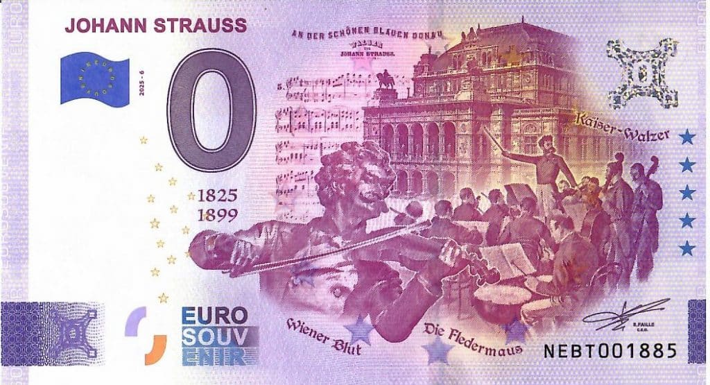 0-Euro-Souvenirschein „Johann Strauss“