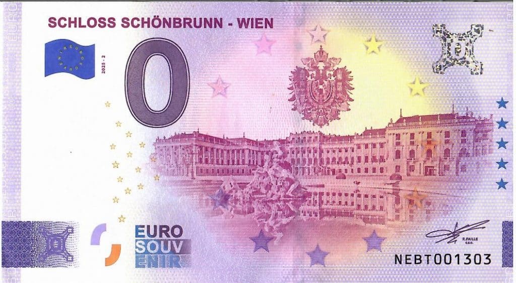 0-Euro-Souvenirschein SCHLOSS SCHÖNBRUNN – WIEN